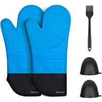PHILORN Guante de Silicona Impermeable Horno Resistente al Calor Guante Antideslizante de Pellizco y Brocha Puños Largos…